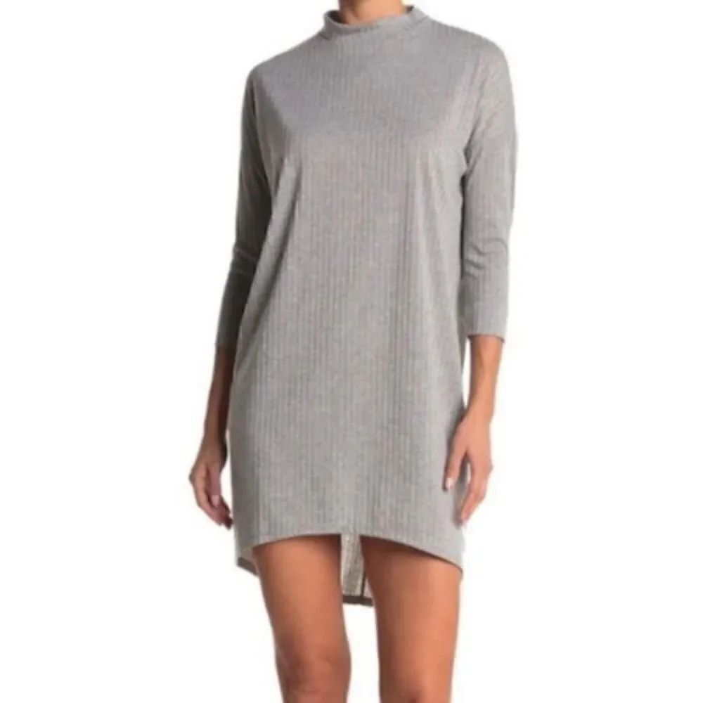 NWT Ceny rib knit mock neck light gray sweater dress, size medium